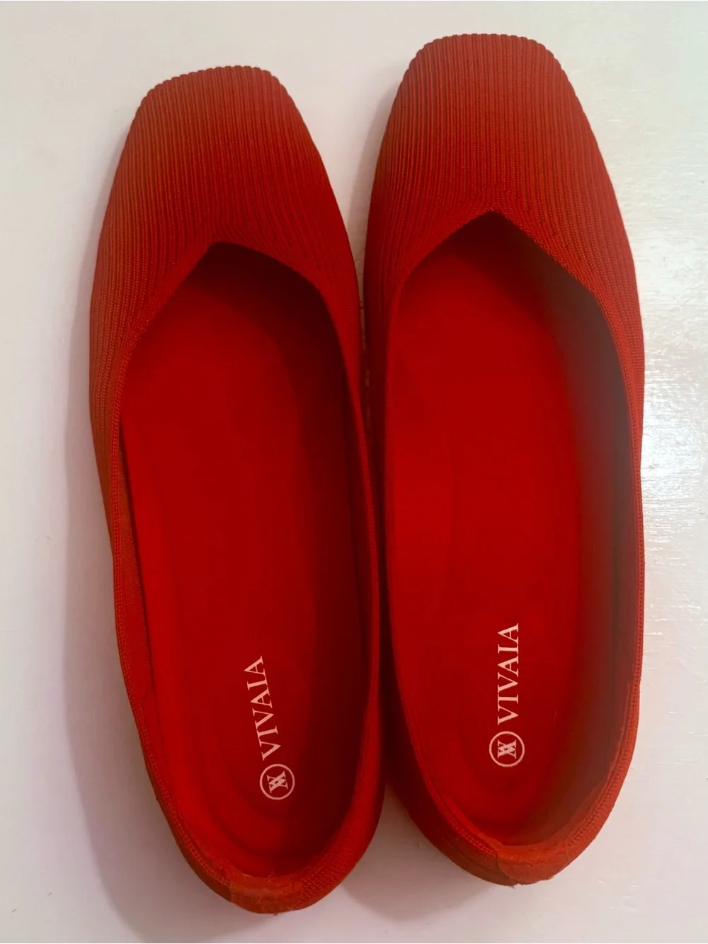 Margot Red Square-Toe Knit Slip-On Flats
